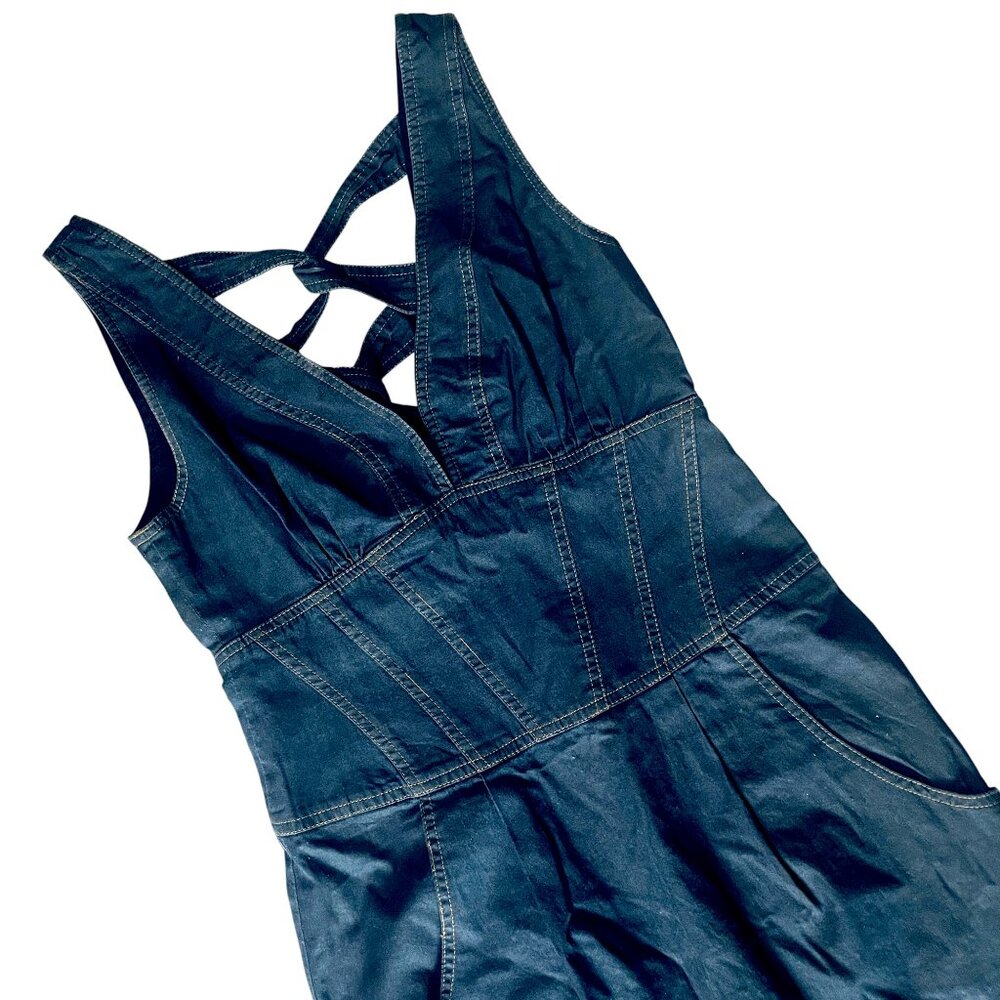 Nanette Lepore NWOT Rare Sexy Vintage Designer Denim Dress 90s 00s y2k Bodycon - Picture 4 of 11